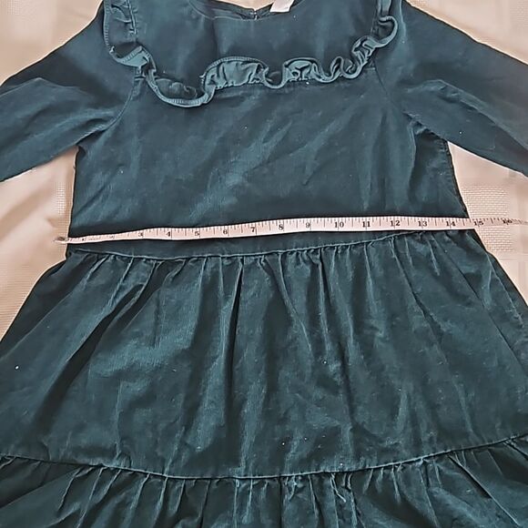 H&M Girl's Corduroy Long Sleeves Mini Dress Dark Green Size 6-7 Year Old - Picture 10 of 16